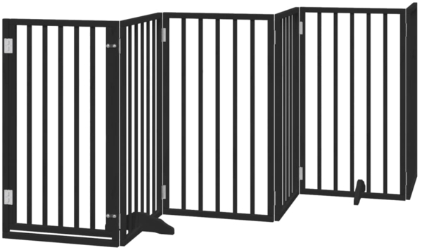 vidaXL 6-tlg. Hundetor mit Tür Faltbar Schwarz 300 cm Pappelholz 352191