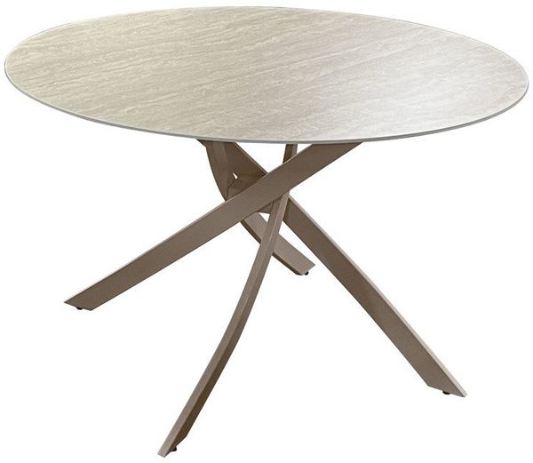 riess-ambiente Esstisch ALPINE 120cm natur - Travertin, Keramik, Sterngestell, zeitlos, rund (Einzelartikel, 1-St), Moderner Bistrotisch - ideal für Küchen, Restaurants oder Essbereich