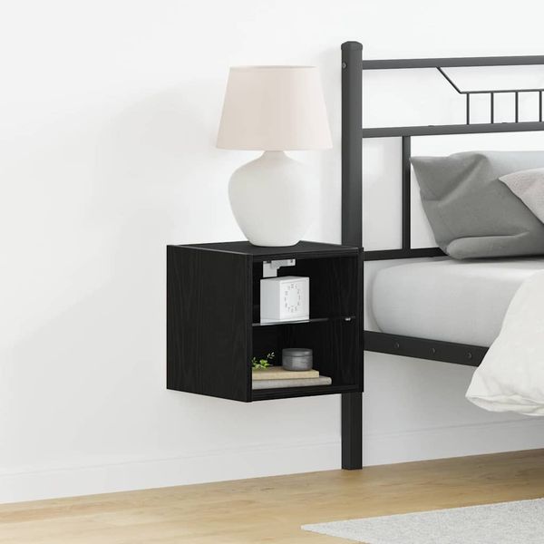 vidaXL LED Wand Nachttischschrank 2 pcs Schwarz 30 x 28,5 x 30 cm 863086