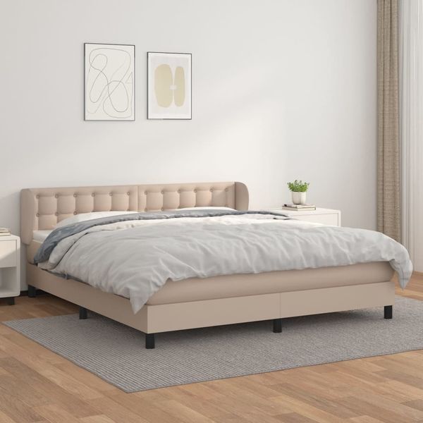 vidaXL Boxspringbett Matratze Cappuccino-Braun 180x200 cm Kunstleder 3127330