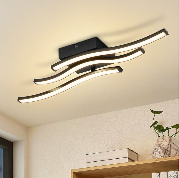ZMH Deckenleuchte LED Deckenlampe Schwarz 3000K Wohnzimmer moderne, LED fest integriert, Warmweiß