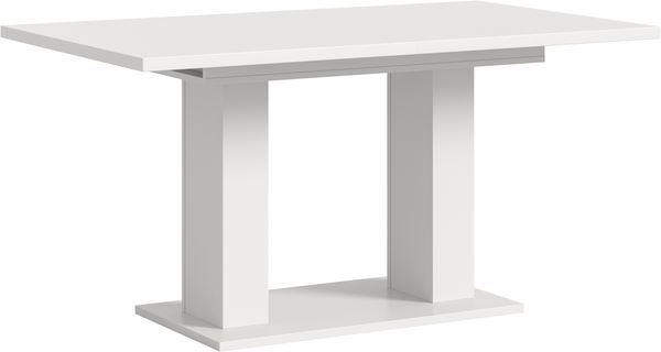 Esstisch ausziehbar Weiß Nachbildung 150-190cm Doppelsäulen-Fußgestell