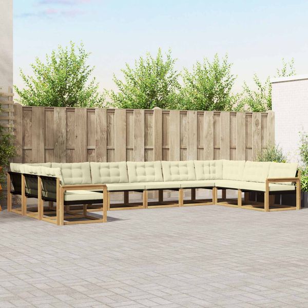 vidaXL Outdoor-Sofagarnitur mit Kissen 10 pcs Weiß und Creme 3389108