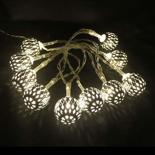 2x 10er LED Kugel Lichterkette Set Batteriekette Weihnachten Beleuchtung Deko Silber
