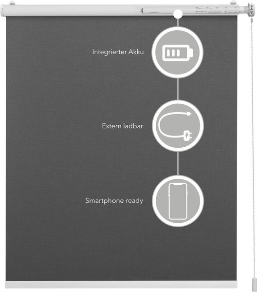 Lichtblick Sonnenschutzsysteme GmbH Bluetooth-Rollo Palermo 85 cm x 190 cm (BxL) Taupe Verdunkelnd & Thermofuntion; Klemm- und schraubbar; Motor per App oder manuell steuerbar Bild 3