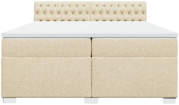 vidaXL Boxspringbett mit Matratze Creme 200x200 cm Stoff 3288307 Bild 6
