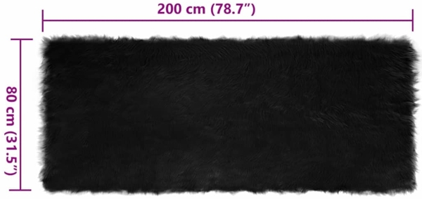 vidaXL Kunstschaffell Teppich Schwarz 80 x 200 cm Polyester 42021567 Bild 7