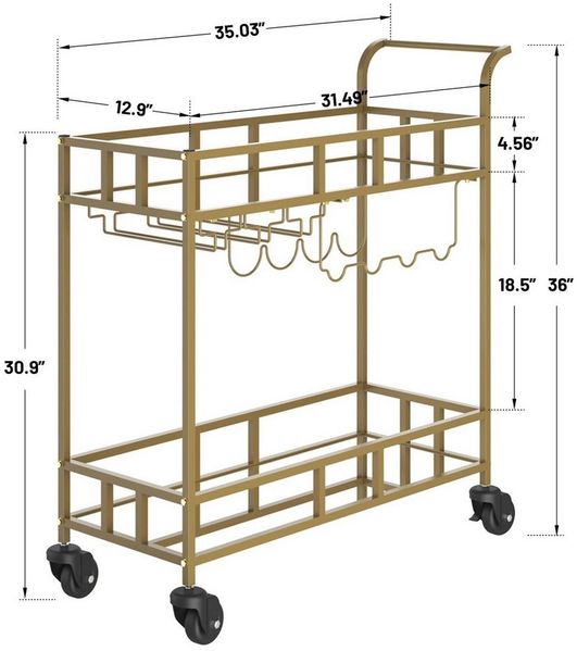 GarveeMore Weinregal 2 Tier Rolling Wine Bar Cart Kleine Warenkorb Weinregale