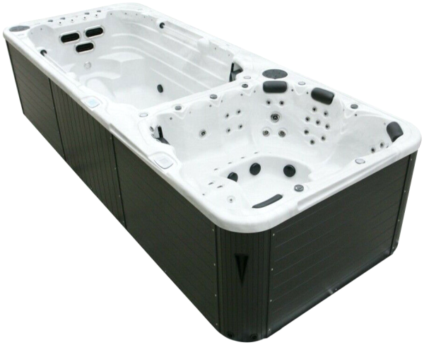 XXXL Luxus Swim Spa, 580 x 230 cm, Whirlpool mit Gegenstromanlage, Outdoor-Schwimmbecken, Set