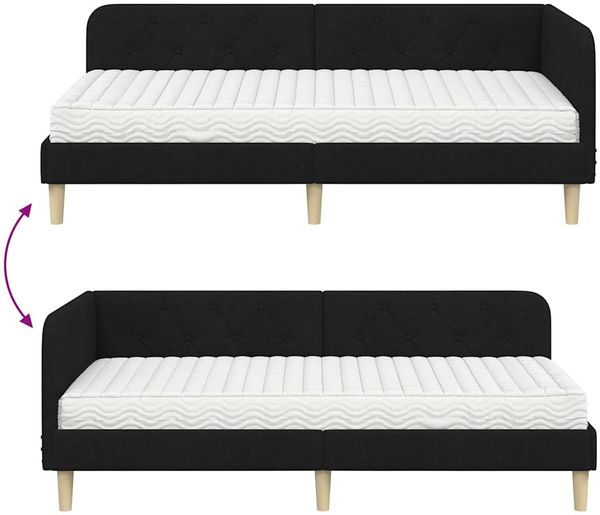 vidaXL Eckbettgestell Schwarz 100 x 200 cm Stoff 3394127 Bild 12