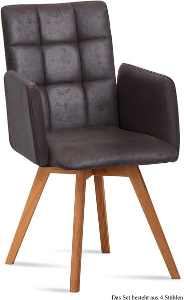 Armlehnstuhl (4er-Set) Dione 52x91x60 Eiche geölt/Espresso