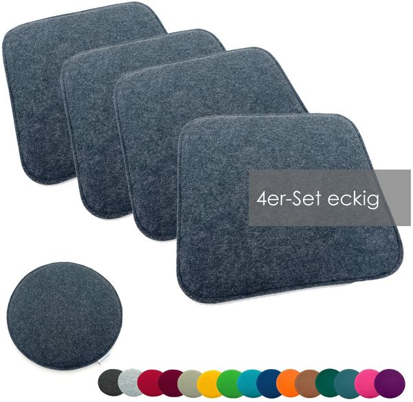 heimtexland Â® Sitzkissen Set Filz Stuhlkissen Stuhlauflage Filzkissen Stuhl Polster Kissen Typ631 4er Set 35 x 35 cm Eckig Anthrazit