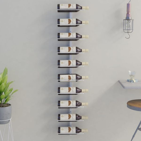vidaXL Wand-Weinregal für 10 Flaschen Weiß Metall 340904