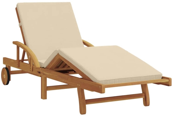 vidaXL Sonnenliege Beige 200 x 67 x 84 cm Massivholz Akazie 4105529