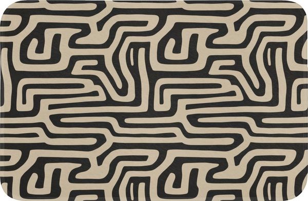 OnlyWow Badematte Grafik - Linien - Schwarz, Höhe 10 mm, Polyester, Rechteckig, Badezimmerteppich, Badteppich, Rutschfest, Badvorleger, Waschbar
