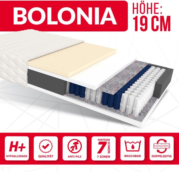 Matratze 160x200 Taschenfederkern BOLONIA 7 Zonen 19 cm H3 Latex HR Black Schaum Polyurethanschaum JERSEY Bild 4