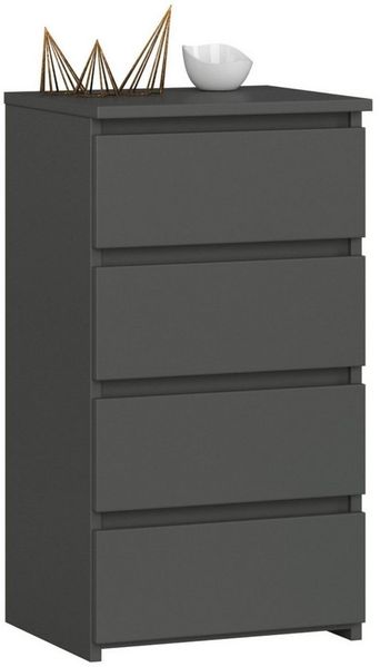 Milord FURNITURE Kommode mit 4 Schubladen 40 cm breit Holz Schrank B40xH74xT35 cm (Highboard Anrichte Schlafzimmer Wohnzimmer Flur Büro Organizer)