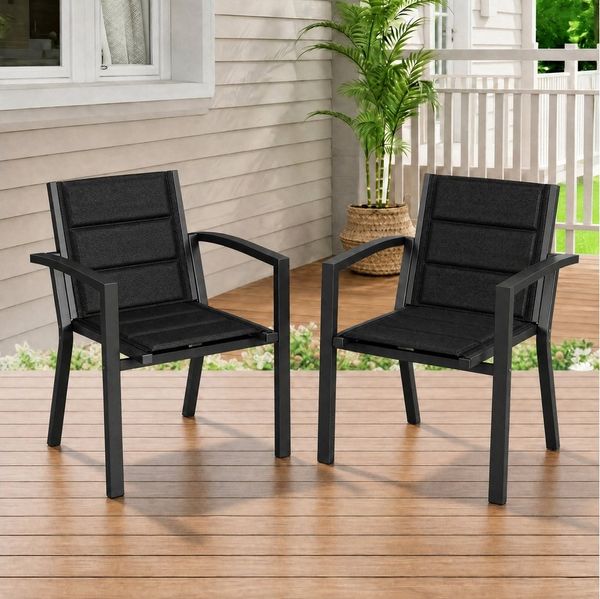 HOMALL Gartenstuhl Stapelbare Aluminiumstühle Outdoor Stühle 2/4/6er Set, Bis 160kg (Gewicht ca. 3,5 kg, erhältlich in drei Farben, geeignet für Camping, Pool, Grillszenarien (ohne Tisch), 2 St)
