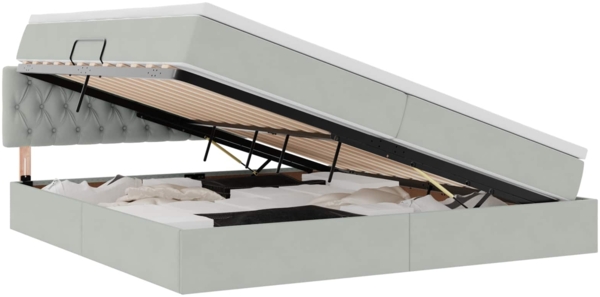 vidaXL Aufbewahrungsbett mit Matratze Hellgrau 200x200 cm Samt 3370839
