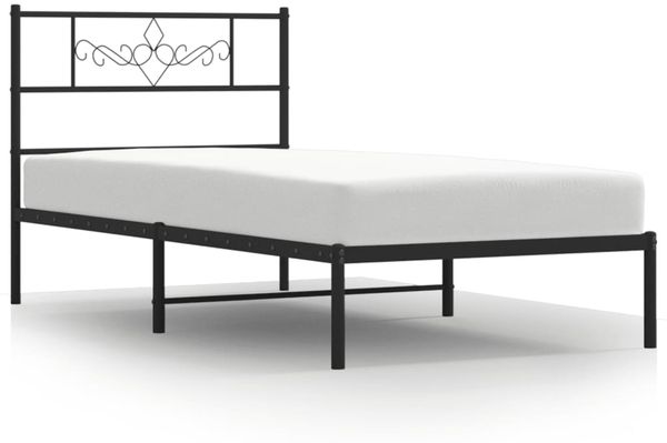 vidaXL Bettgestell mit Kopfteil, Metall, Schwarz, 100x200 cm