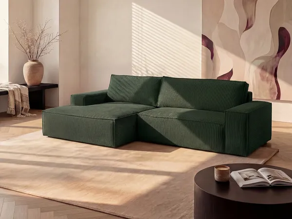 Vente-unique - AMELIA Sofa SamtStoff Grün - B 167 cm x H 85 cm x L 267 cm