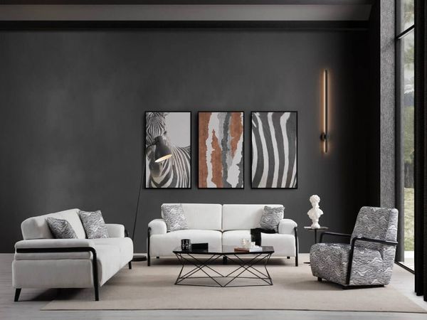 Sitzgruppe/Sofa Set - Wohnzimmergarnitur "Cornflower" 3+3+1+1-Grau