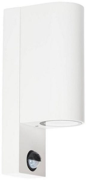 Prios Außen-Wandleuchte Tetje, Metall, Weiß IP65mit Bewegungsmelder, 2 x 10 W LED