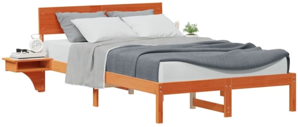 vidaXL Bettrahmen Wachsbraun 140 x 190 cm Massives Kiefernholz 873453 Bild 2