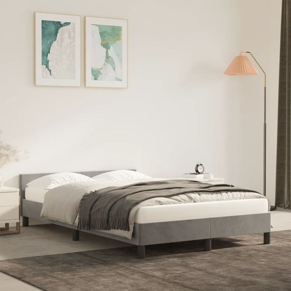vidaXL Bettgestell ohne Matratze Hellgrau 120x190 cm Samt 379547