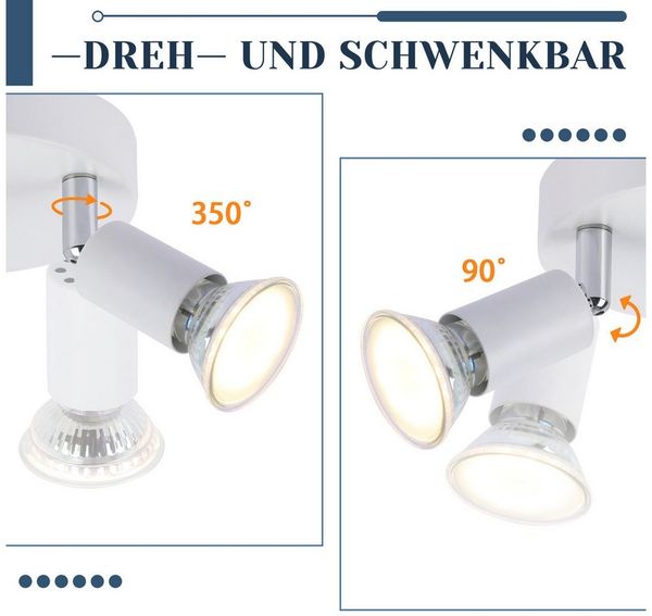 Nettlife Deckenstrahler Küchenlampe GU10 Rund Schlafzimmerlampe Modern Flurlampe Schwenkbar, Schwenkbar 350°, ohne Leuchtmittel, für Küchen Flur Schlafzimmer Wohnzimmer