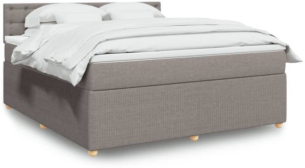 vidaXL Boxspringbett mit Matratze Taupe 180x200 cm Stoff 3287553