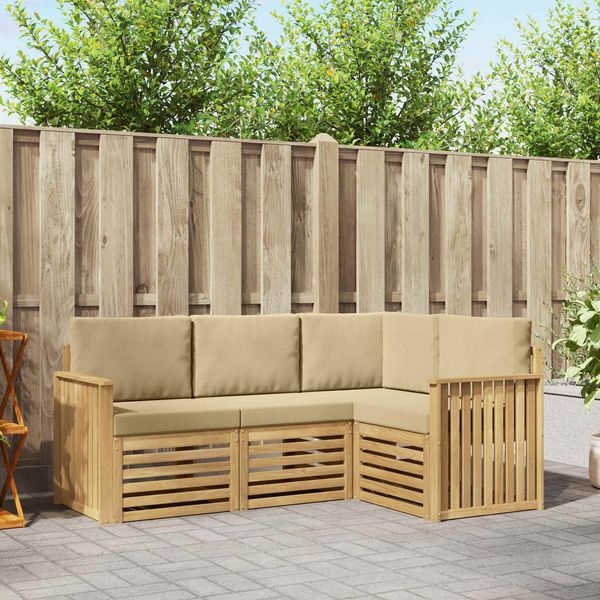 vidaXL Sofagarnituren 4 pcs Weiß und Beige 187,5 x 128,5 x 73 cm 3391753
