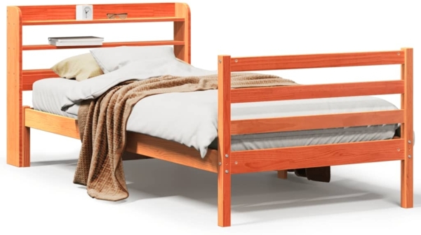 vidaXL Massivholzbett ohne Matratze Wachsbraun 75x190 cm Kiefernholz 3306655