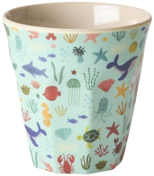 rice Kinderbecher Rice Melamin Becher - Blue Ocean Print 250ml, Melamin