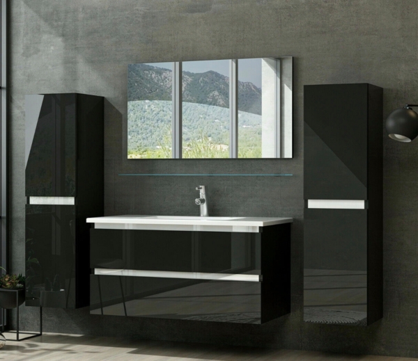 Badmöbel Set Kairo 6-teilig 60 cm Schwarz