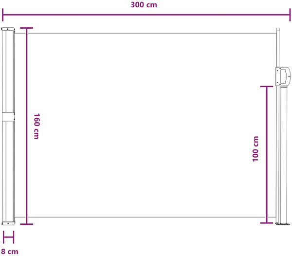 vidaXL Ausziehbares Seitenmarkise Grau 300 x 160 cm Polyester 42035419 Bild 8