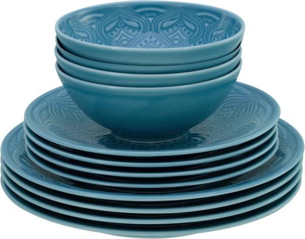 CreaTable 21623 Tafelservice Orient Mandala für 4 Personen, Porzellan (1 Set, 12-teilig)