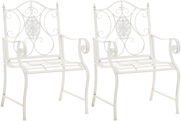 CLP 2er Set Gartenstühle Punjab mit Armlehnen,antik weiß