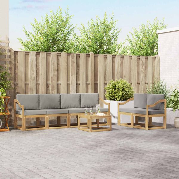 vidaXL Outdoor-Sofagarnitur 7 pcs Weiß und Hellgrau 59 x 59 x 37 cm 3387295