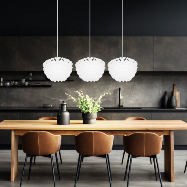 Hängeleuchte, 3 flammig, Metall, weiß, H 120cm Bild 4