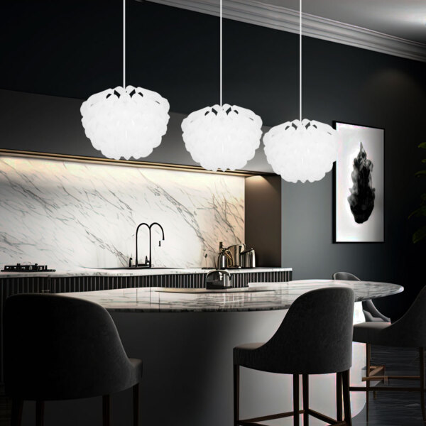 Hängeleuchte, 3 flammig, Metall, weiß, H 120cm Bild 3