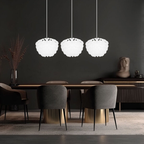 Hängeleuchte, 3 flammig, Metall, weiß, H 120cm Bild 2