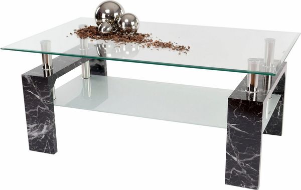 Concept GmbH Couchtisch in Marmoroptik, MDF - 100x45x60cm (BxHxT)
