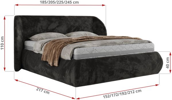 Polsterbett mit Lattenrost, Doppelbett Bettkasten, Bettgestell mit Gasdruckfeder - CAELA CLASSIC - 180 x 200 cm - Dunkelgrau Plüsch Bild 7