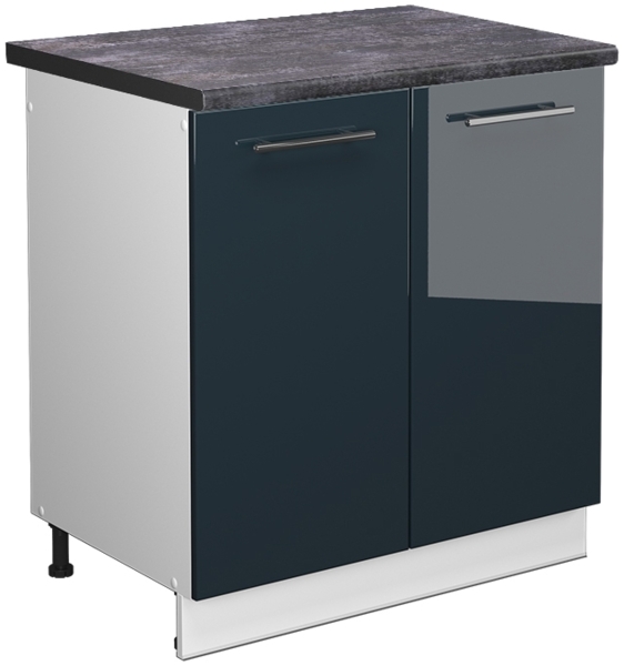 Spülenunterschrank Fame-Line Dunkelblau Hochglanz 80 cm , AP Anthrazit Vicco