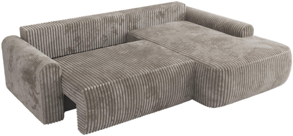 Ecksofa, L-förmiges, lose Kissen, DL-Schlaffunktion, (H 100 x T 187 x B 273 cm) - CUBO L - Cord Grau - rechte Seite Bild 5