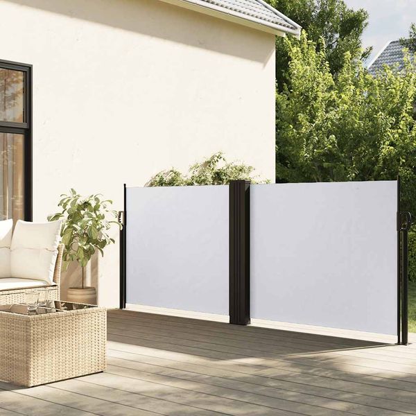 Seitenmarkise Ausziehbar, Terrassenmarkise Weiß 120x1000 cm