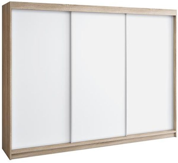 Schwebetürenschrank MERO 3-türig Schrank 200 cm Farbe: Sonoma ,weiß