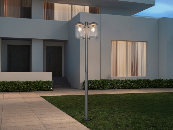 Straßenlaterne SAMBESI im Landhausstil, 3-flammig Anthrazit, Höhe 240cm