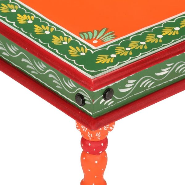 Couchtisch, Sofatisch Orange Handbemalt Massivholz Mango Bild 4